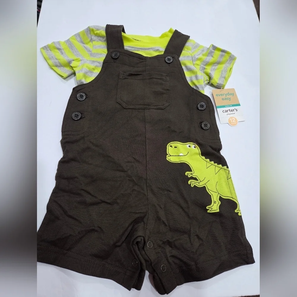 NWT Carter's Dinosaur Overalls Set
